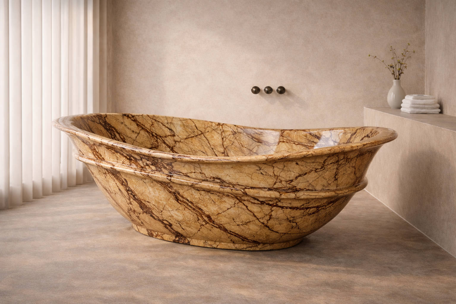 Terra Flame Stone Tub - Beige gold Aurex