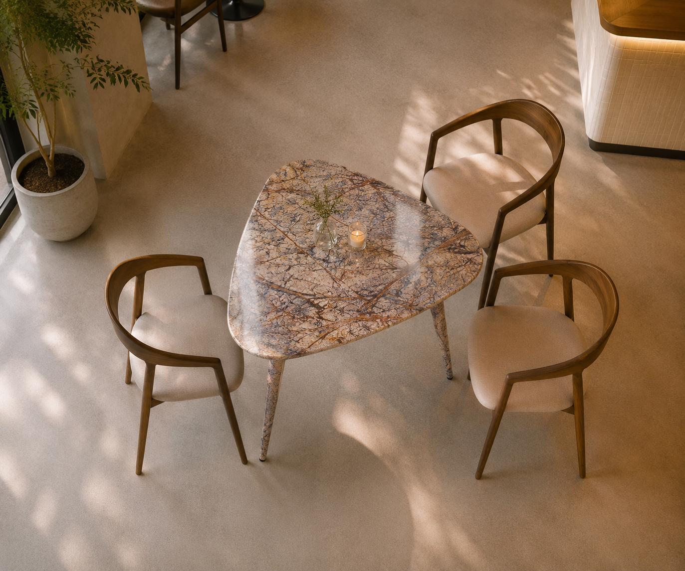Novara Triangle Table - Beige brown Aurex