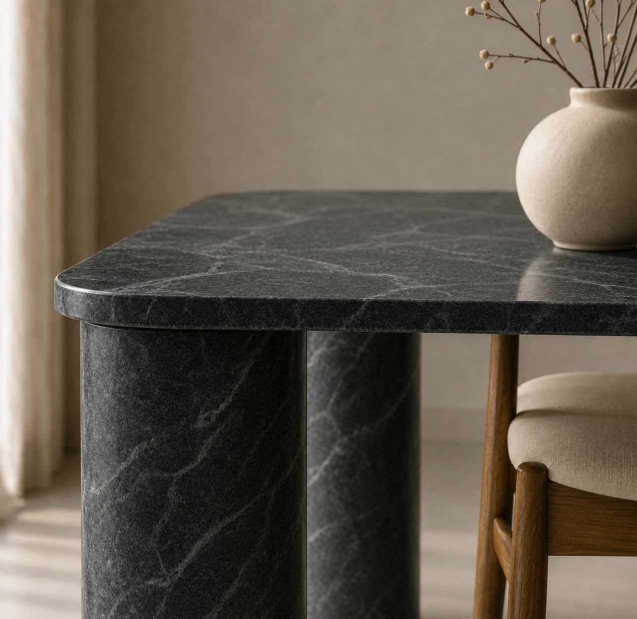 Ivory Pillar Dining Table - View 3