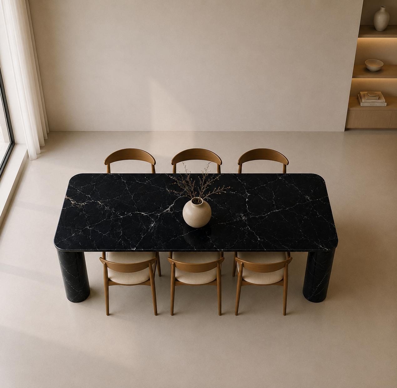 Ivory Pillar Dining Table - Nero Imperia
