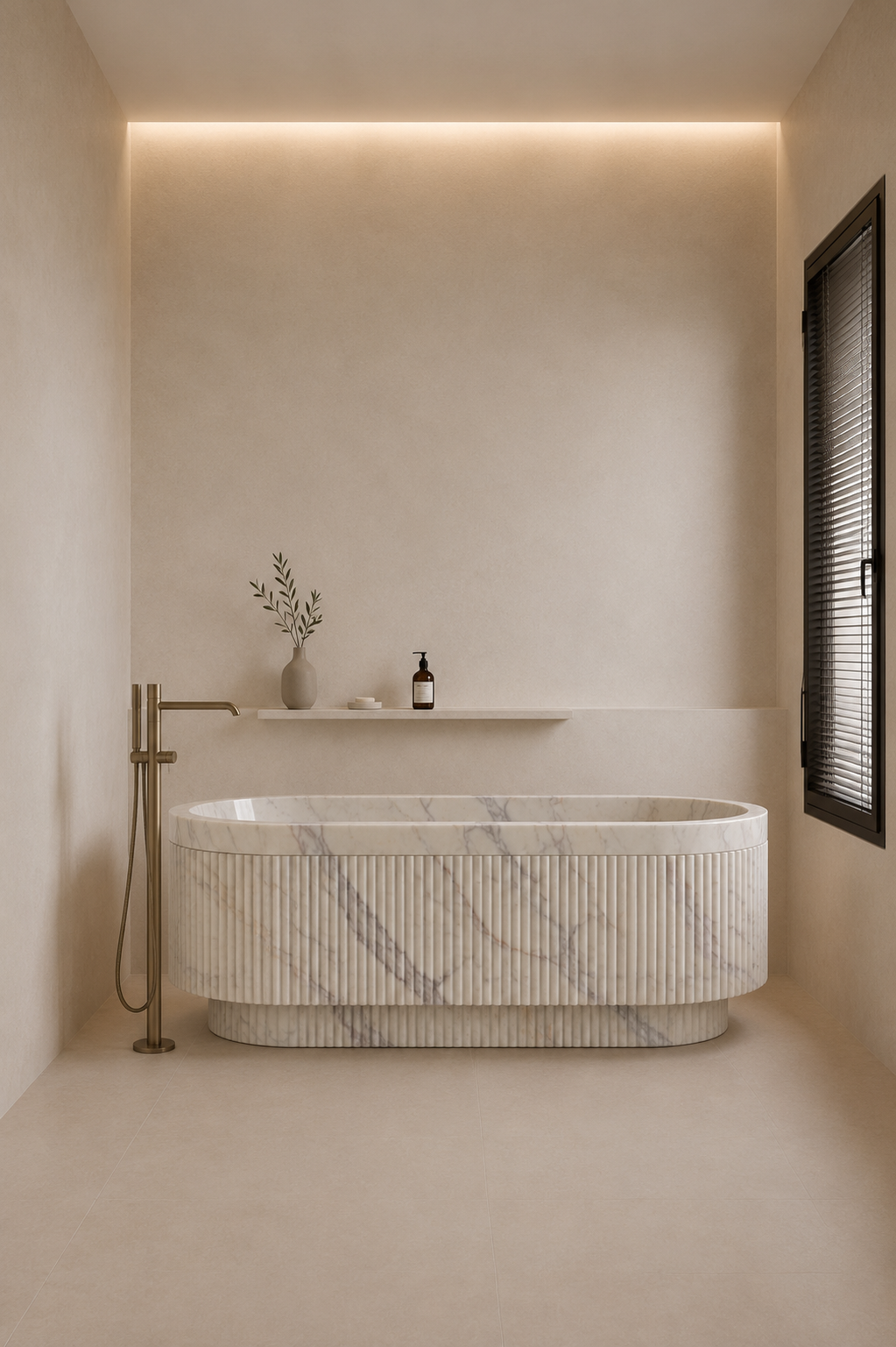 Terra Fluted Bath - Glacier Silk