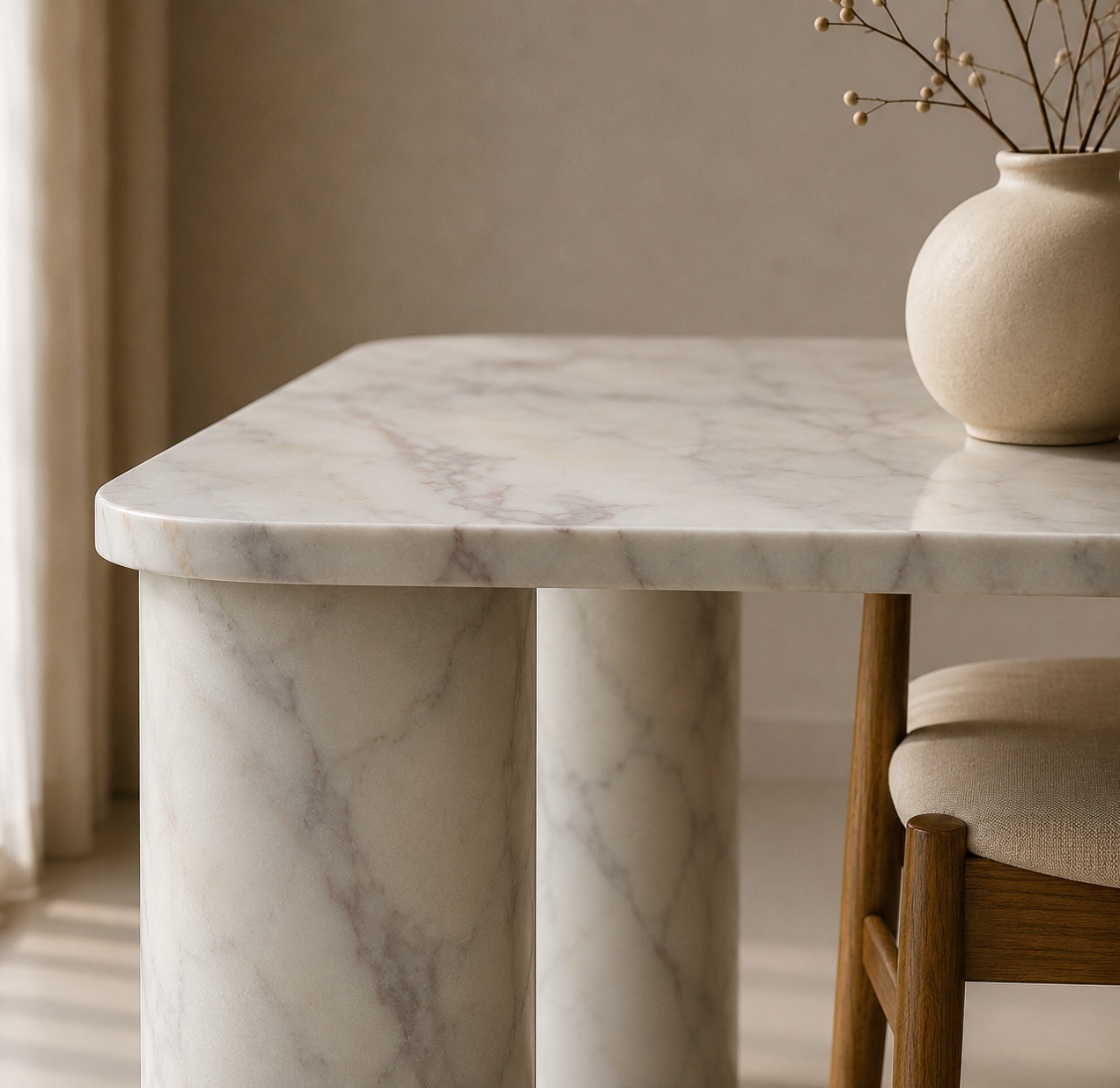 Ivory Pillar Dining Table - View 3