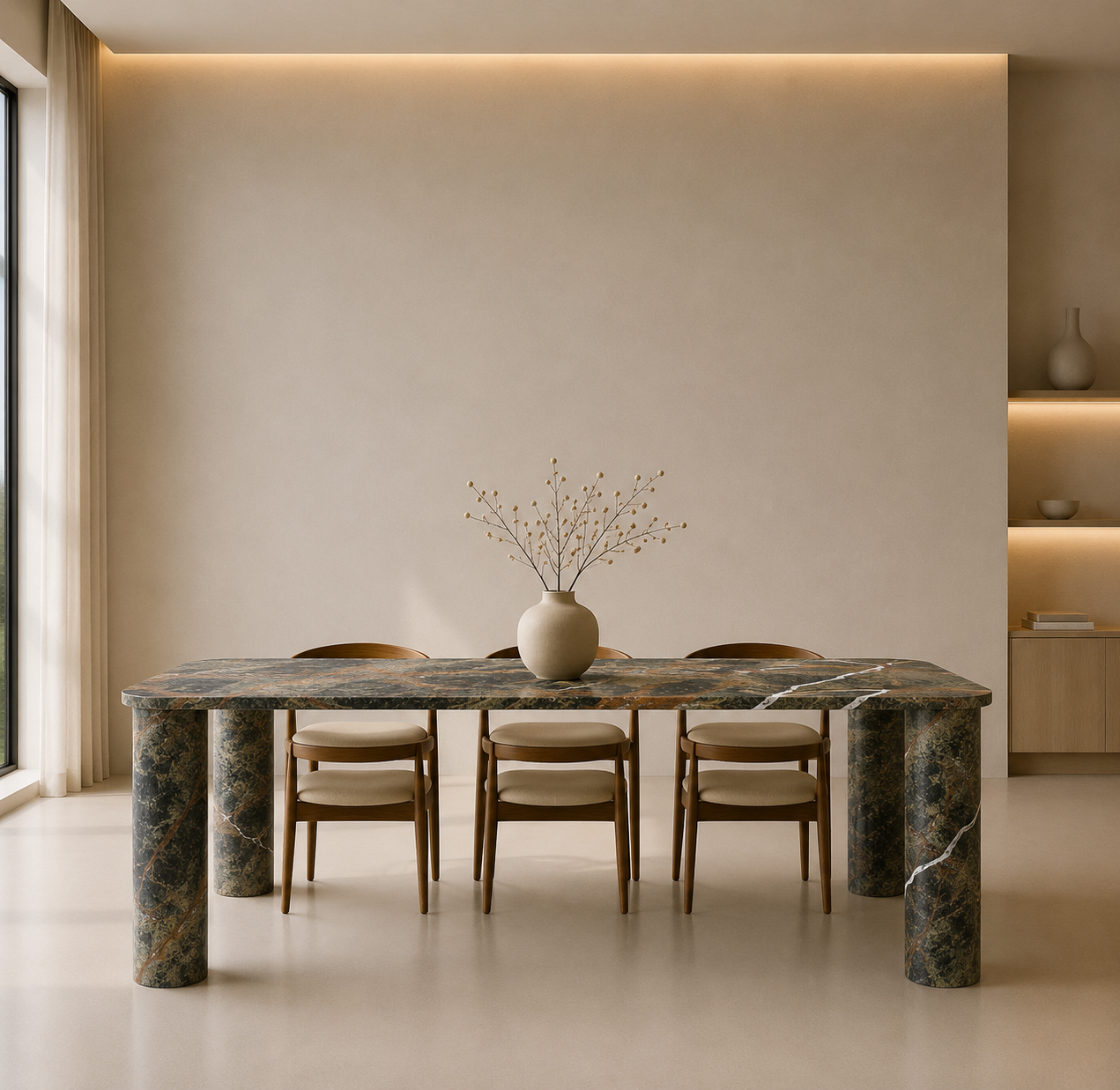 Ivory Pillar Dining Table - Bidasaro green