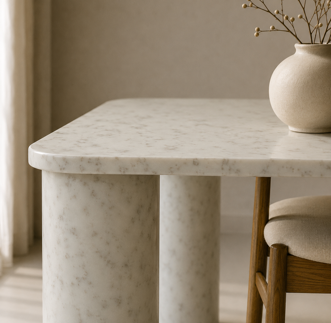 Ivory Pillar Dining Table - View 3