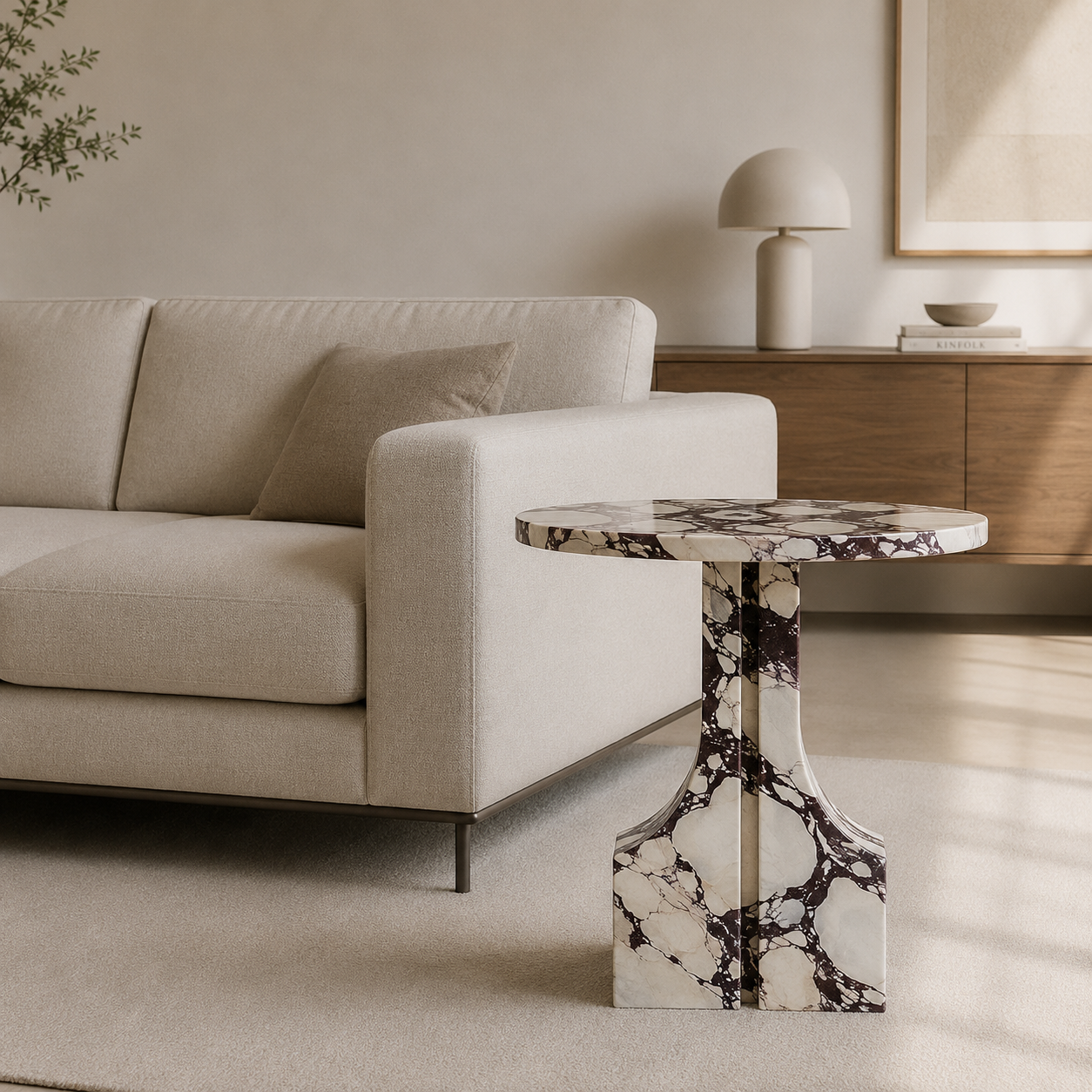 Ember Crest Side Table - Calacatta viola