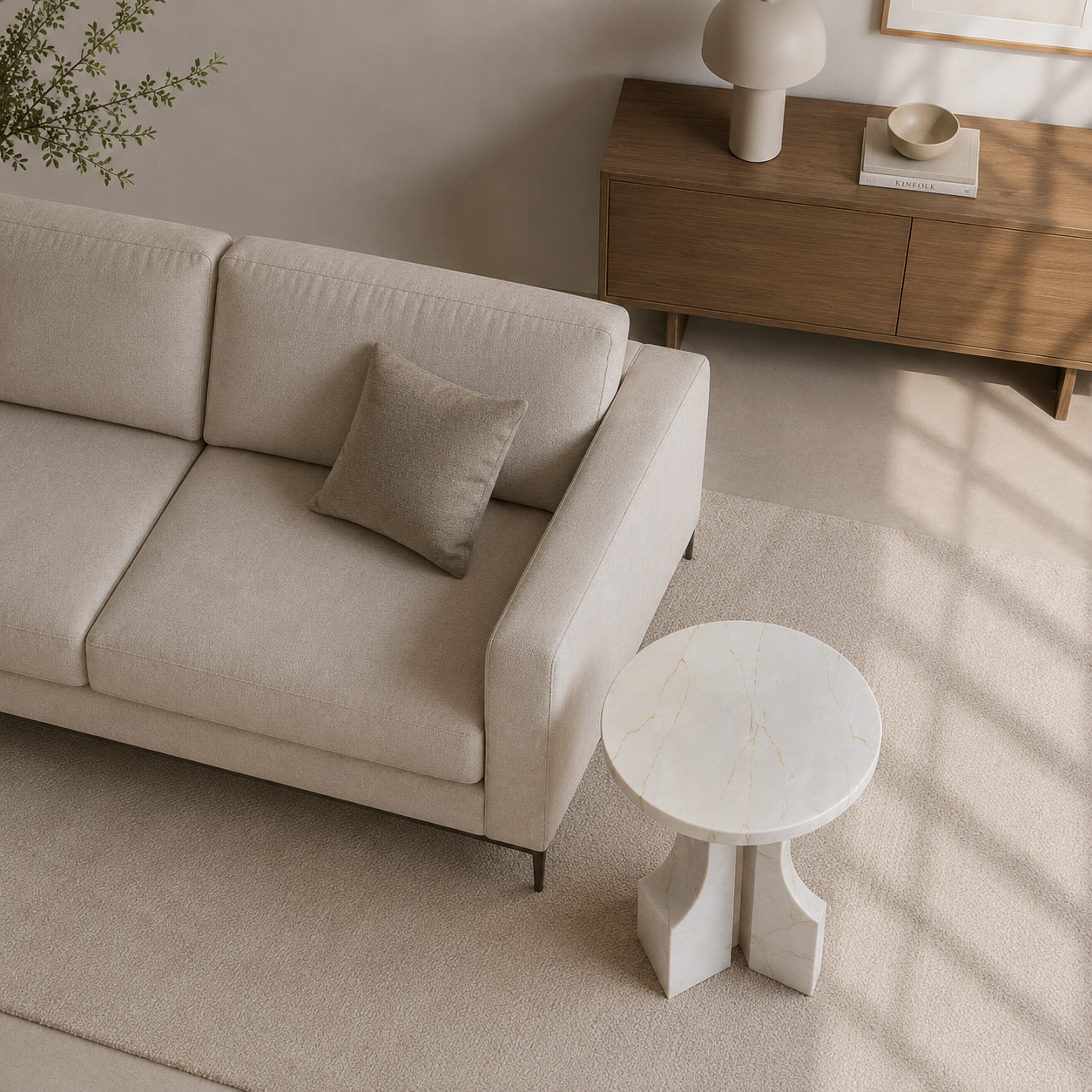 Ember Crest Side Table - Botticino Oro