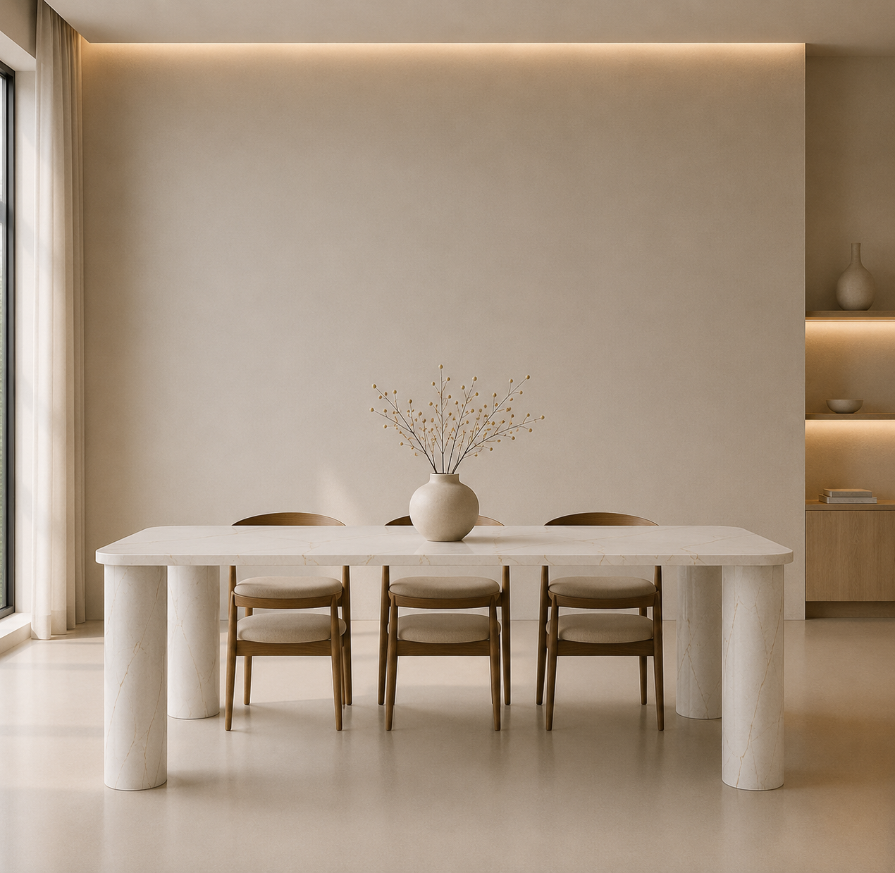 Ivory Pillar Dining Table - View 1