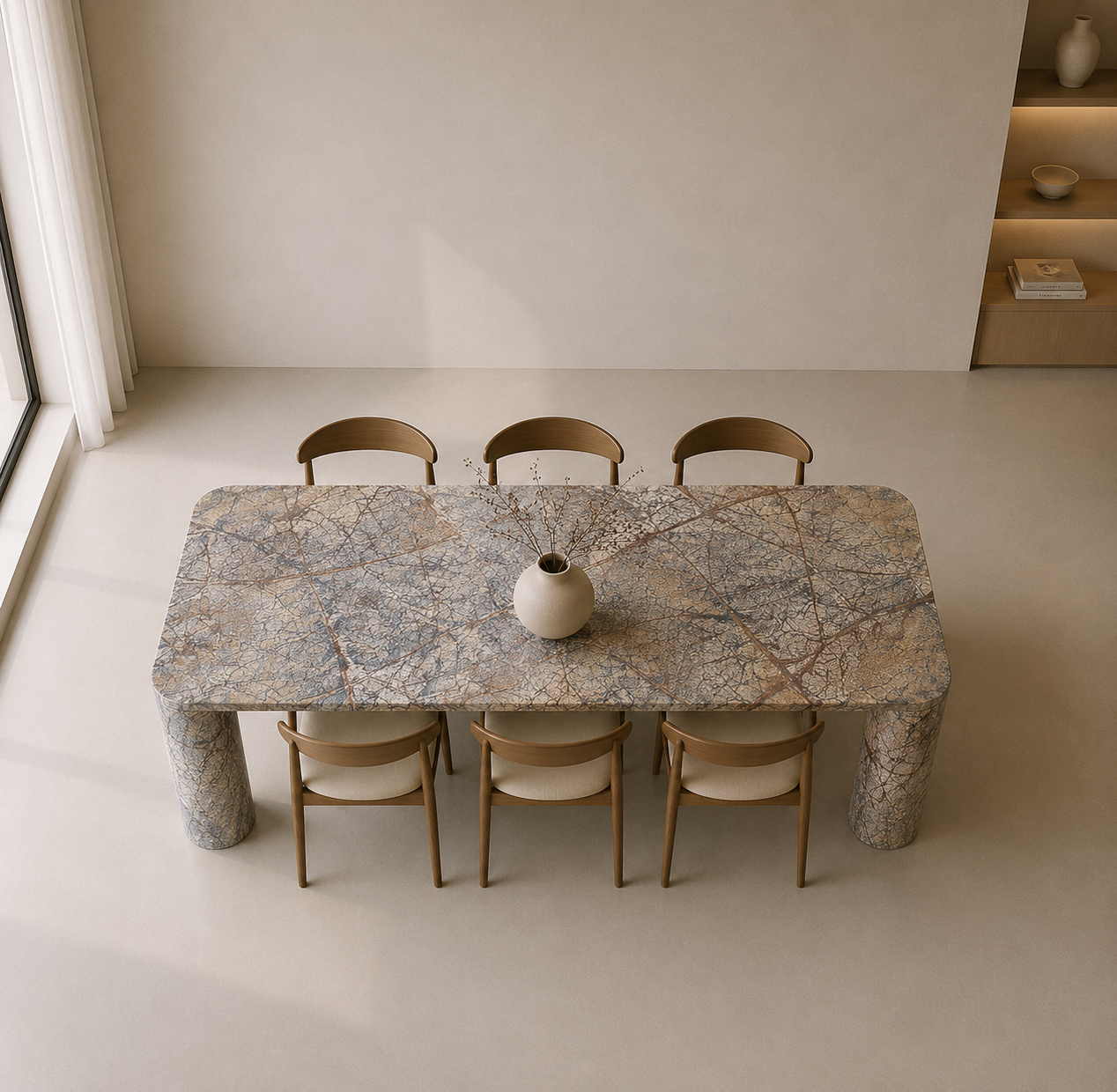 Ivory Pillar Dining Table - Beige brown Aurex