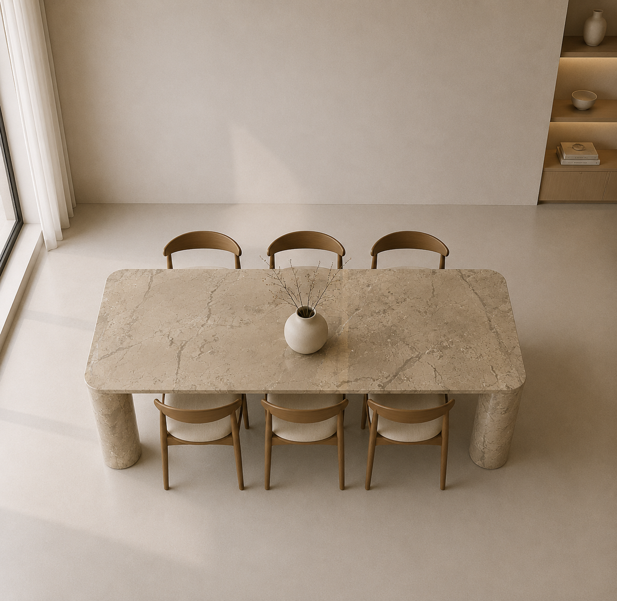 Ivory Pillar Dining Table - View 2