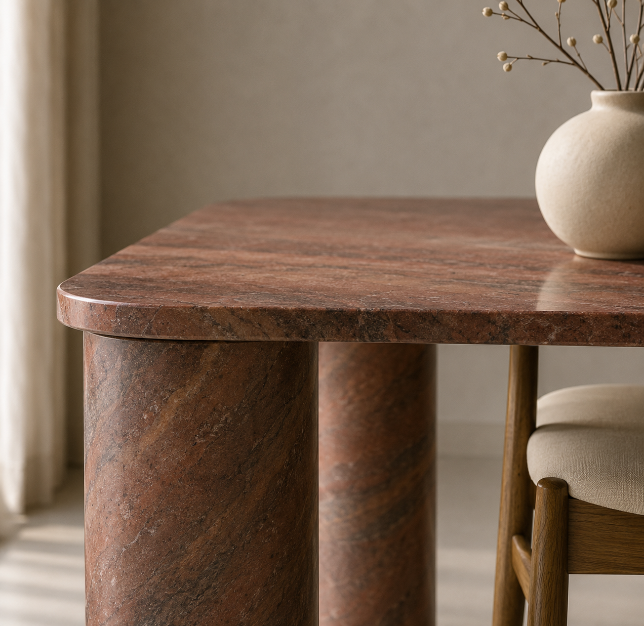 Ivory Pillar Dining Table - View 3