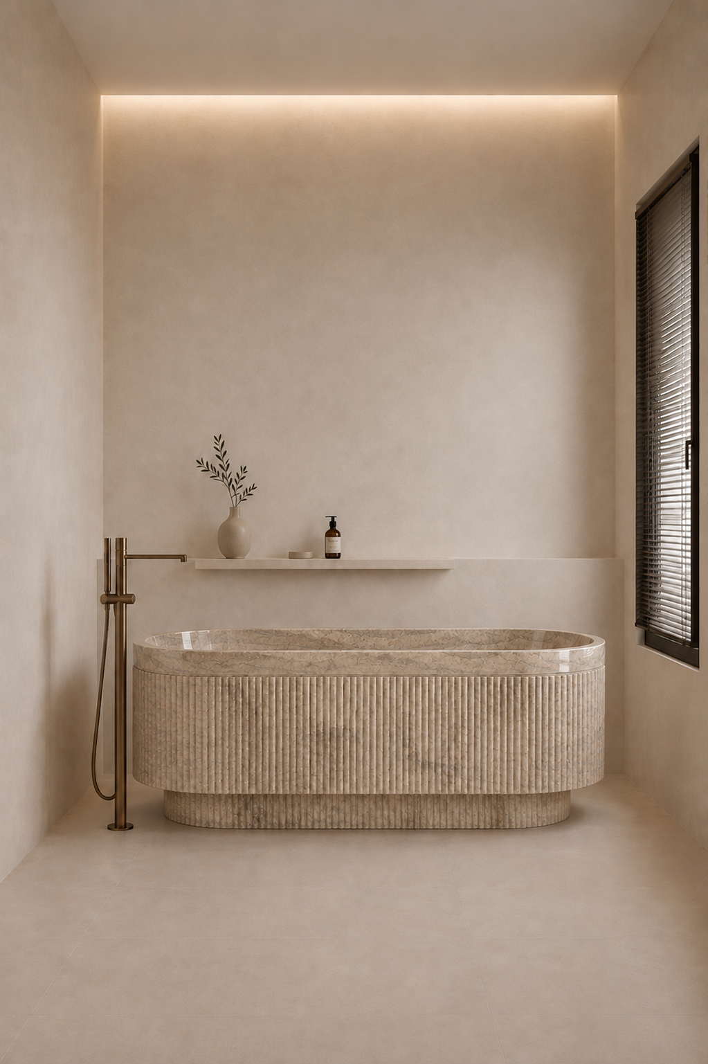 Terra Fluted Bath - Beige Romano