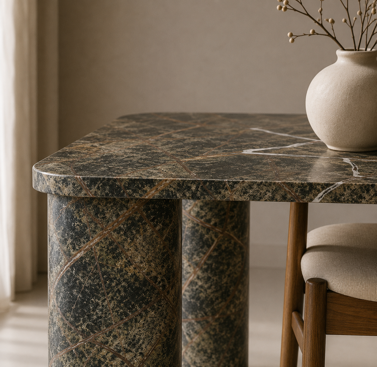 Ivory Pillar Dining Table - View 3