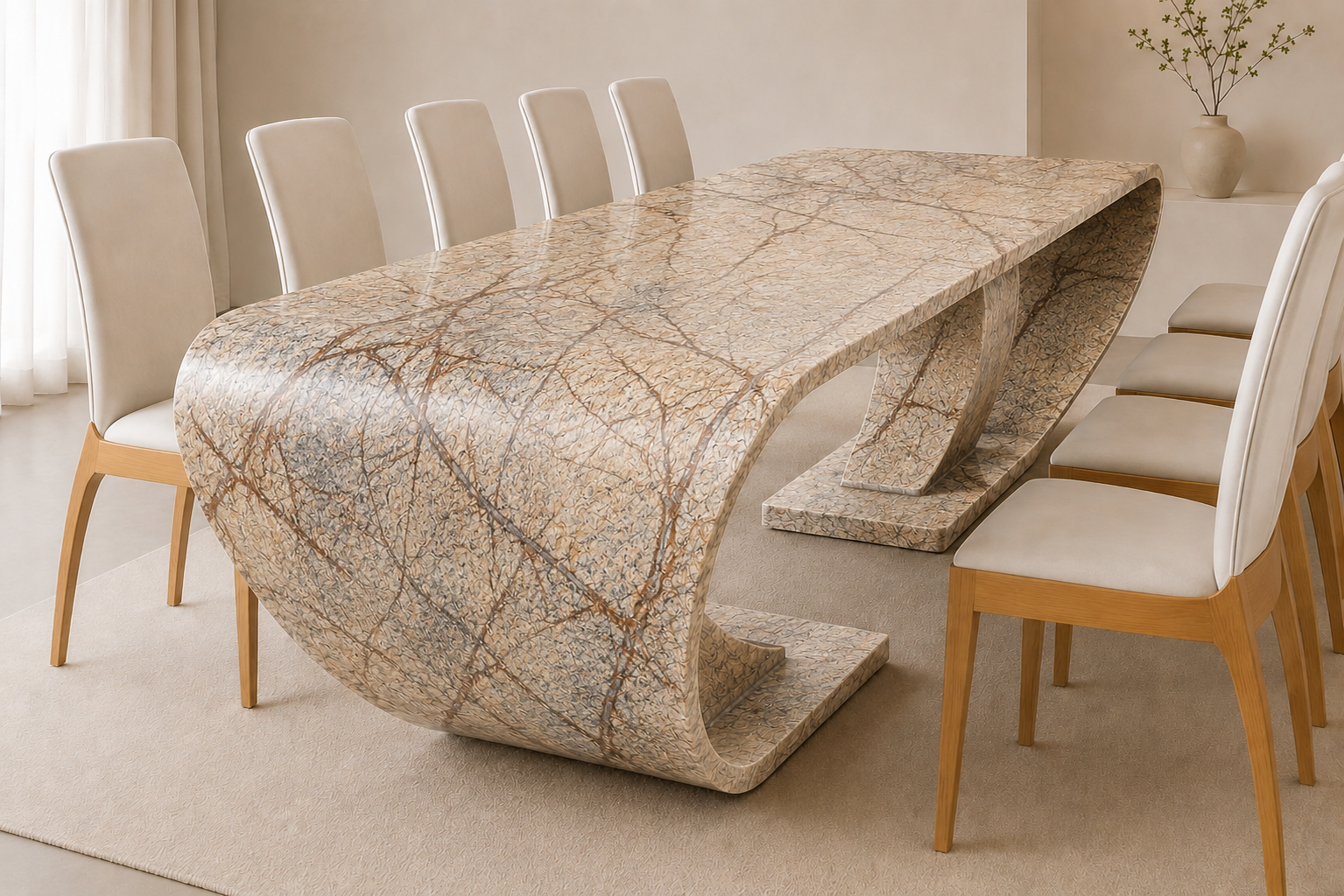 Sculptora Wave Table - Beige brown Aurex