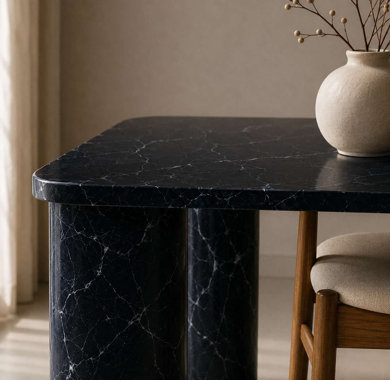 Ivory Pillar Dining Table - View 3