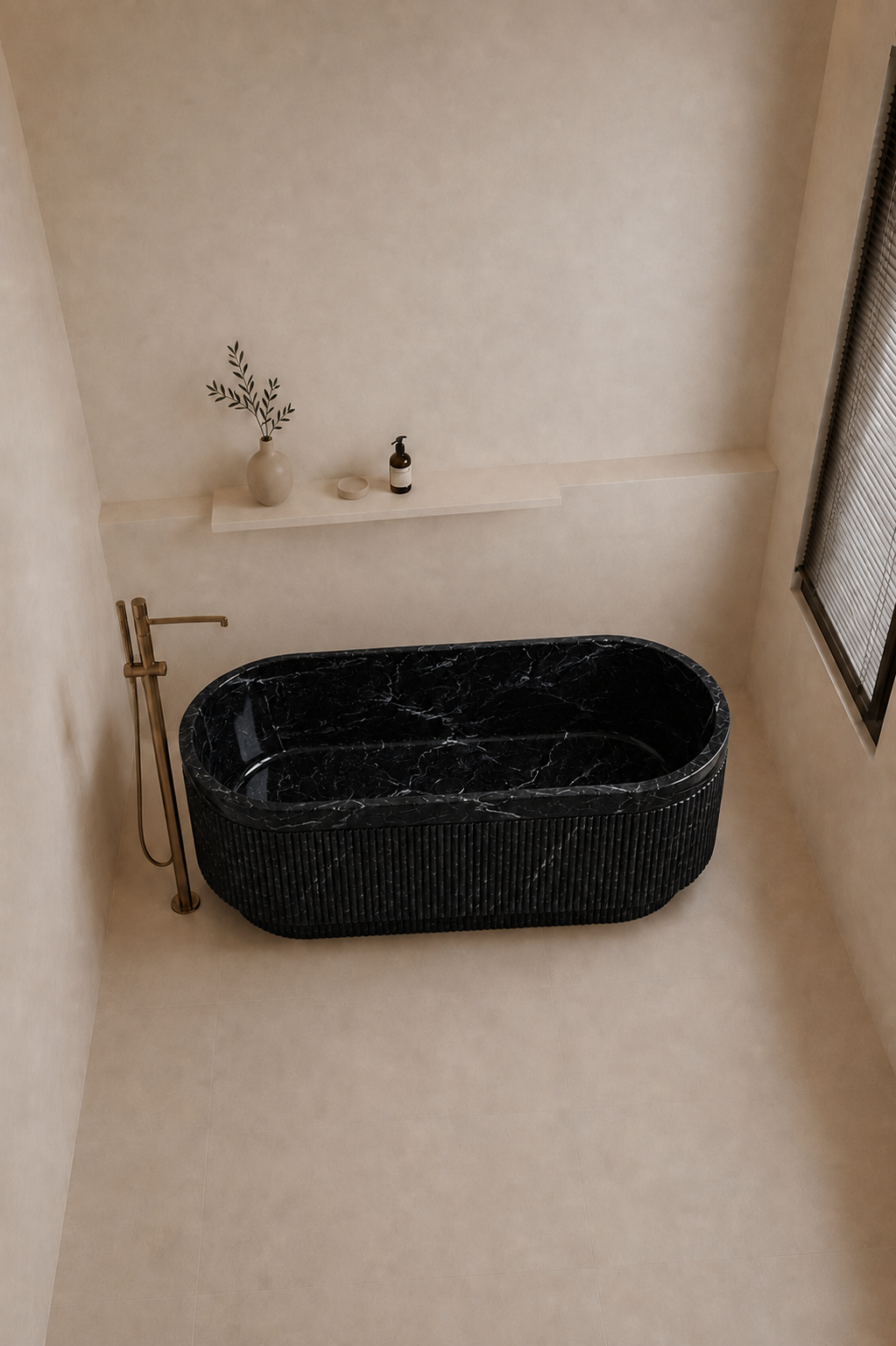Terra Fluted Bath - Nero Imperia