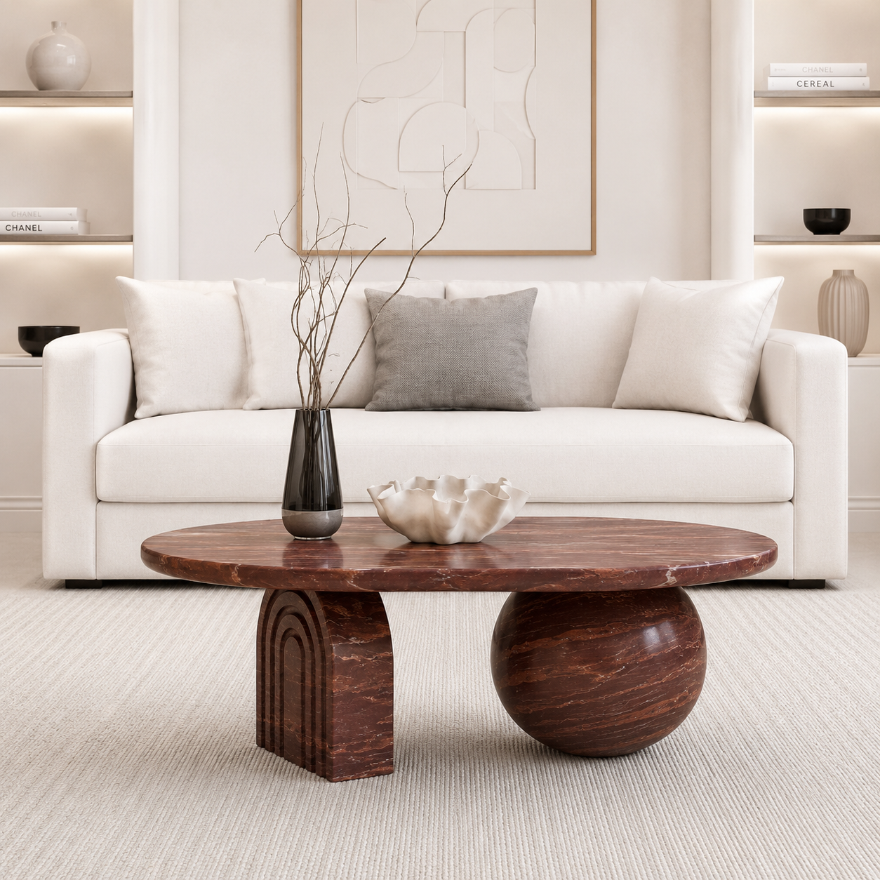 Terra Orb Coffee Table - Draxion Red Stone