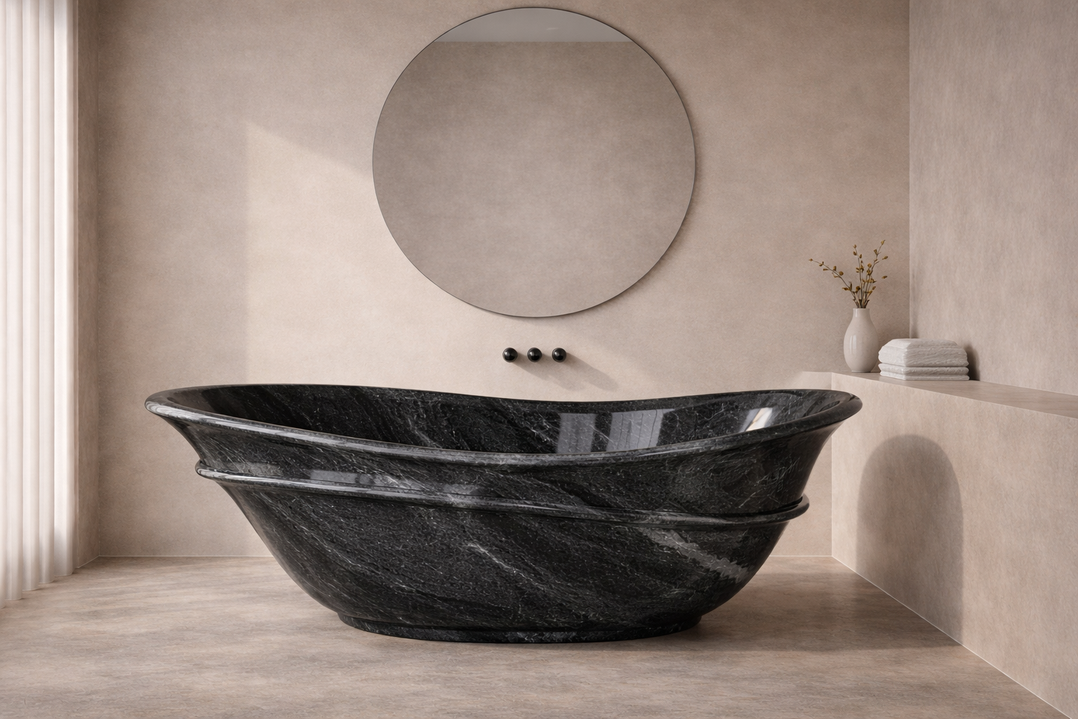 Terra Flame Stone Tub - Black valeriano