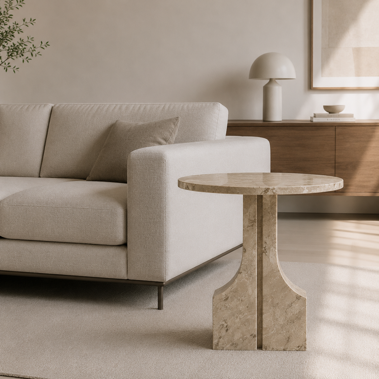 Ember Crest Side Table - Beige Romano