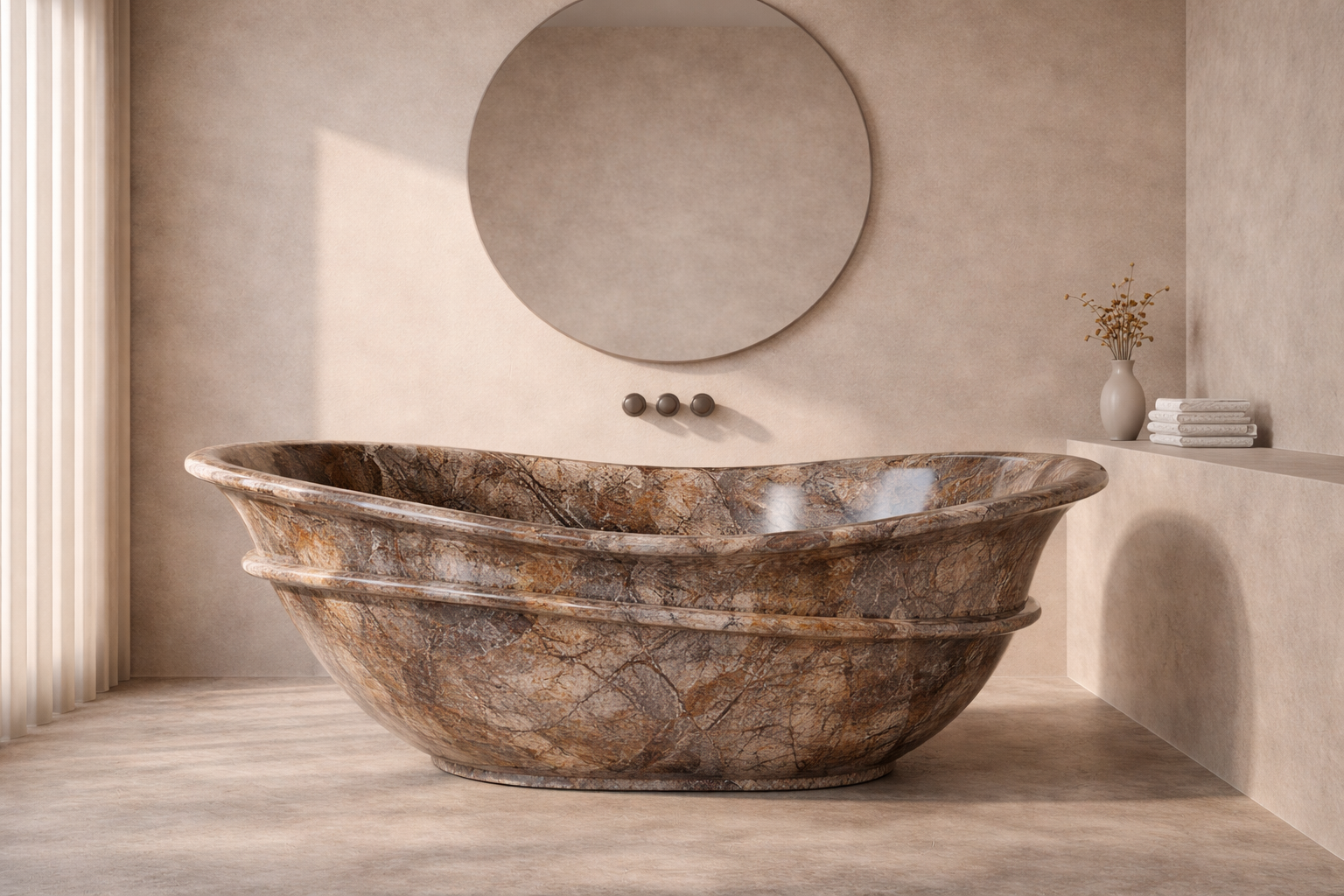 Terra Flame Stone Tub - Beige brown Aurex