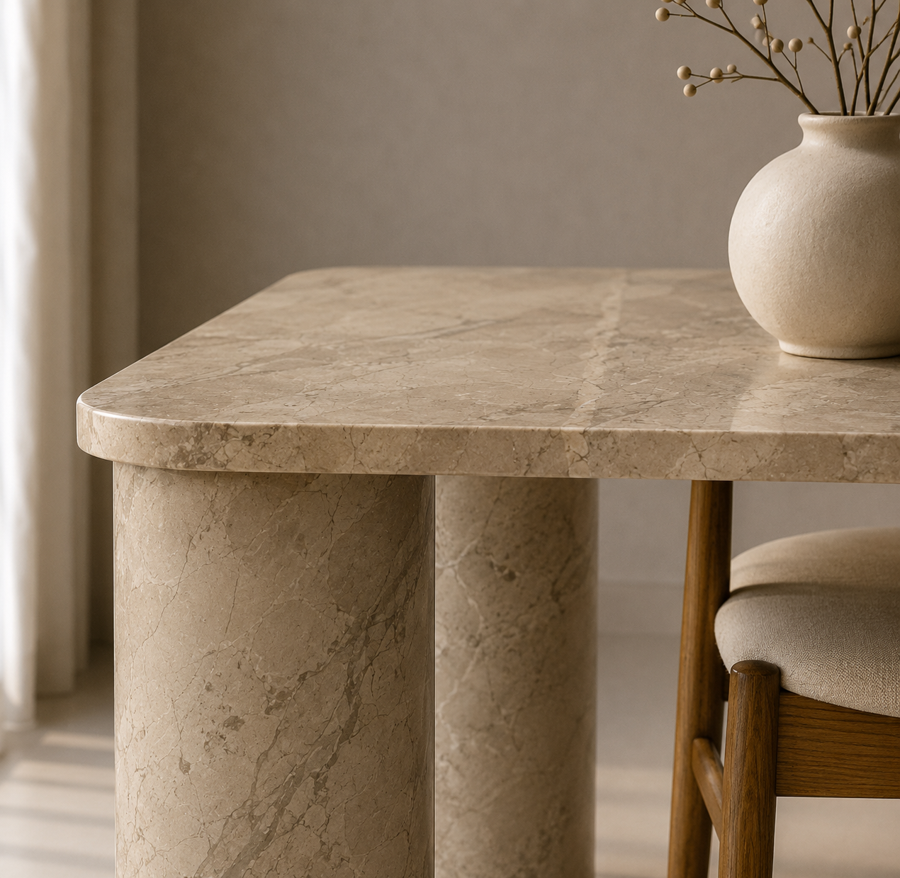 Ivory Pillar Dining Table - View 3