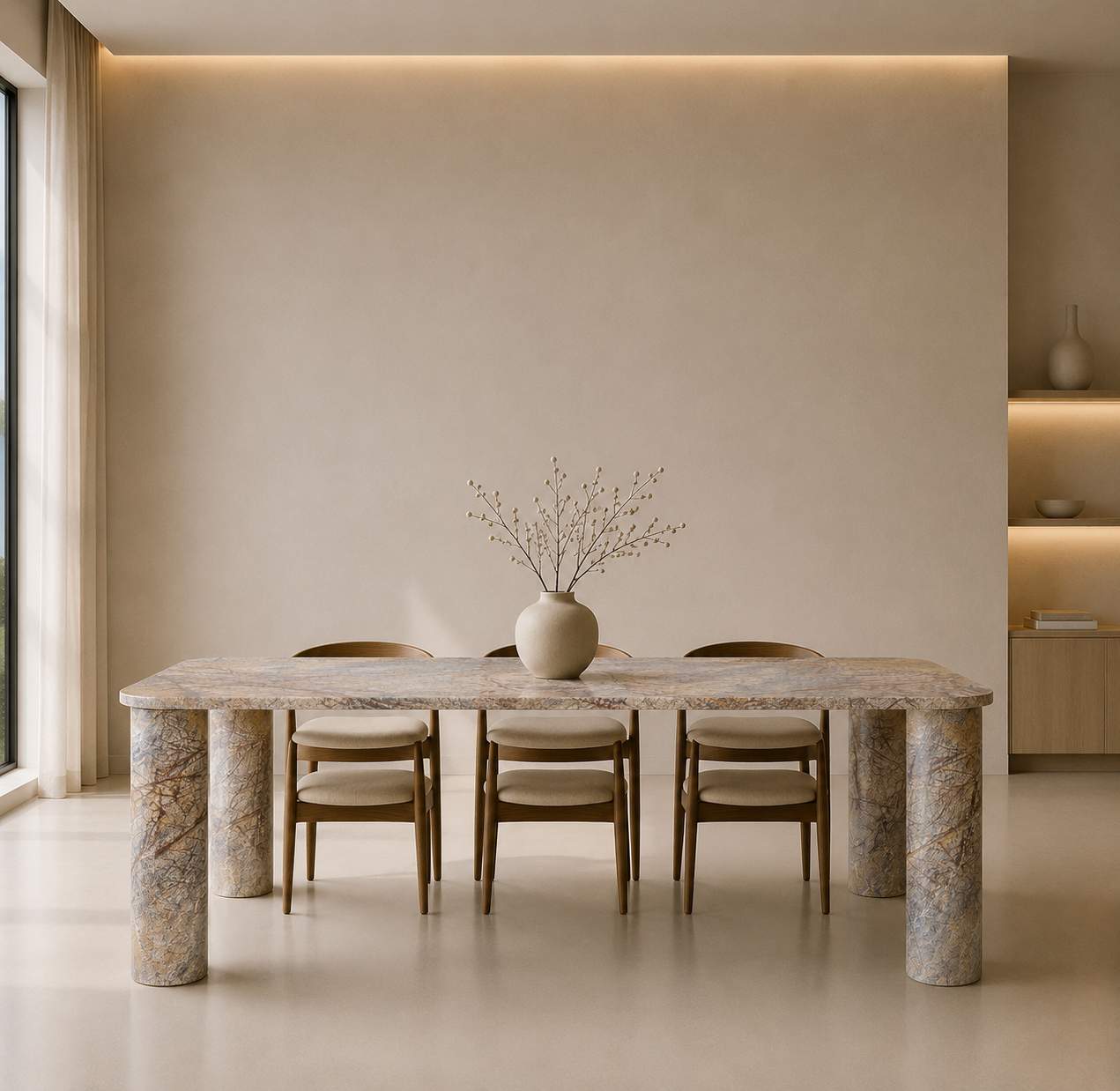 Ivory Pillar Dining Table - View 1