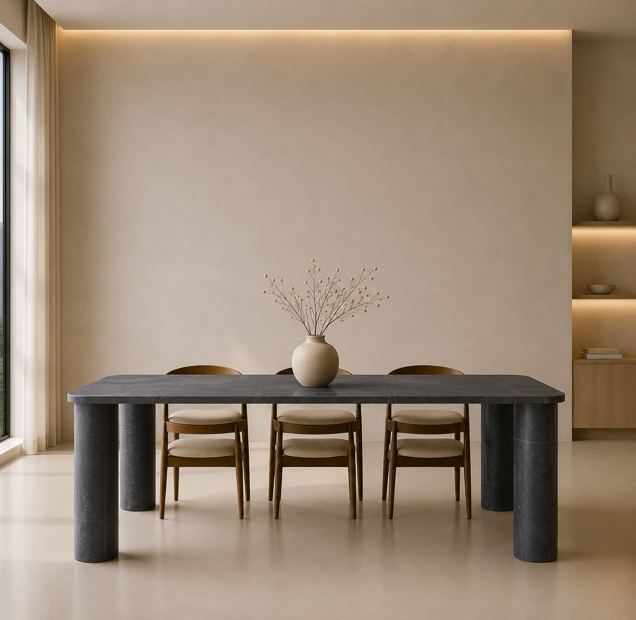 Ivory Pillar Dining Table - Marquino Classico