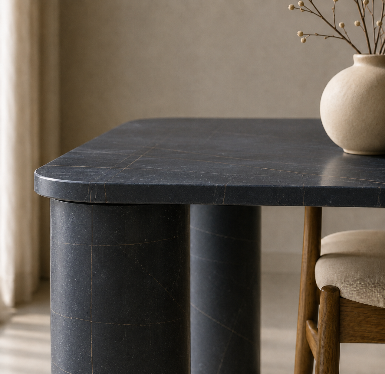 Ivory Pillar Dining Table - View 3