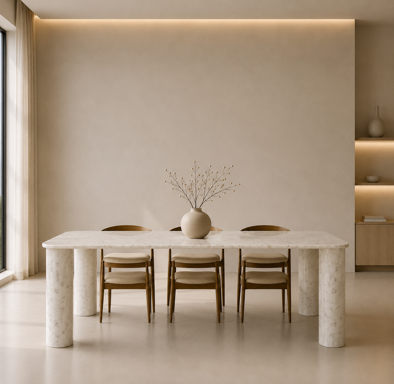 Ivory Pillar Dining Table - View 1