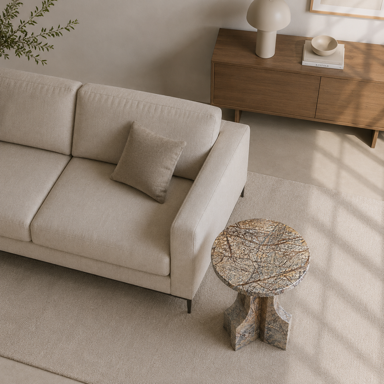 Ember Crest Side Table - Beige brown Aurex