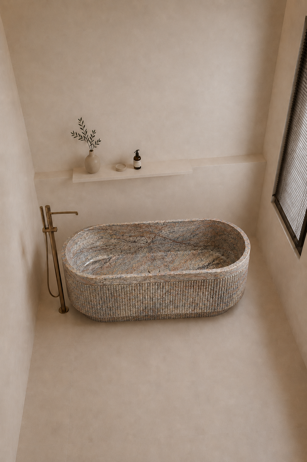 Terra Fluted Bath - Beige brown Aurex