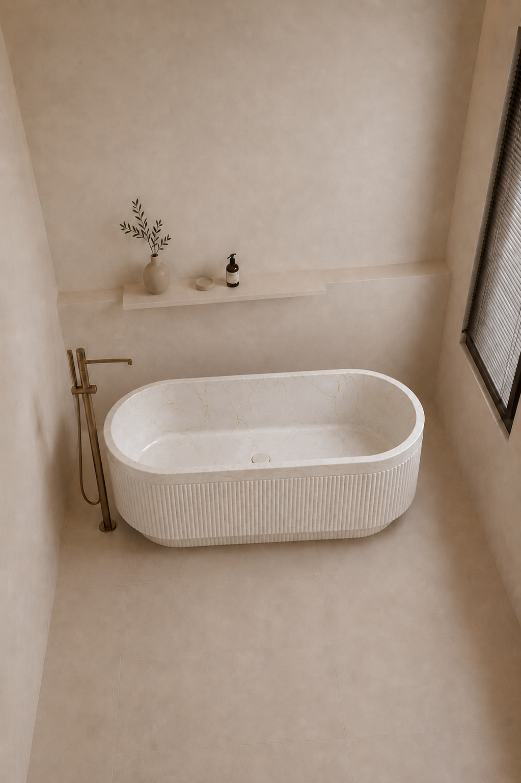Terra Fluted Bath - Botticino Oro