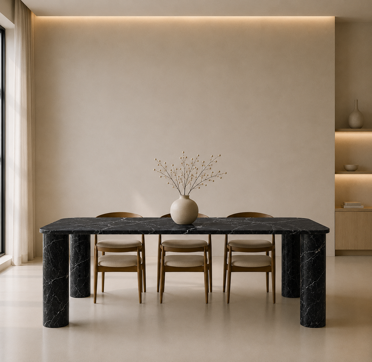 Ivory Pillar Dining Table - View 1