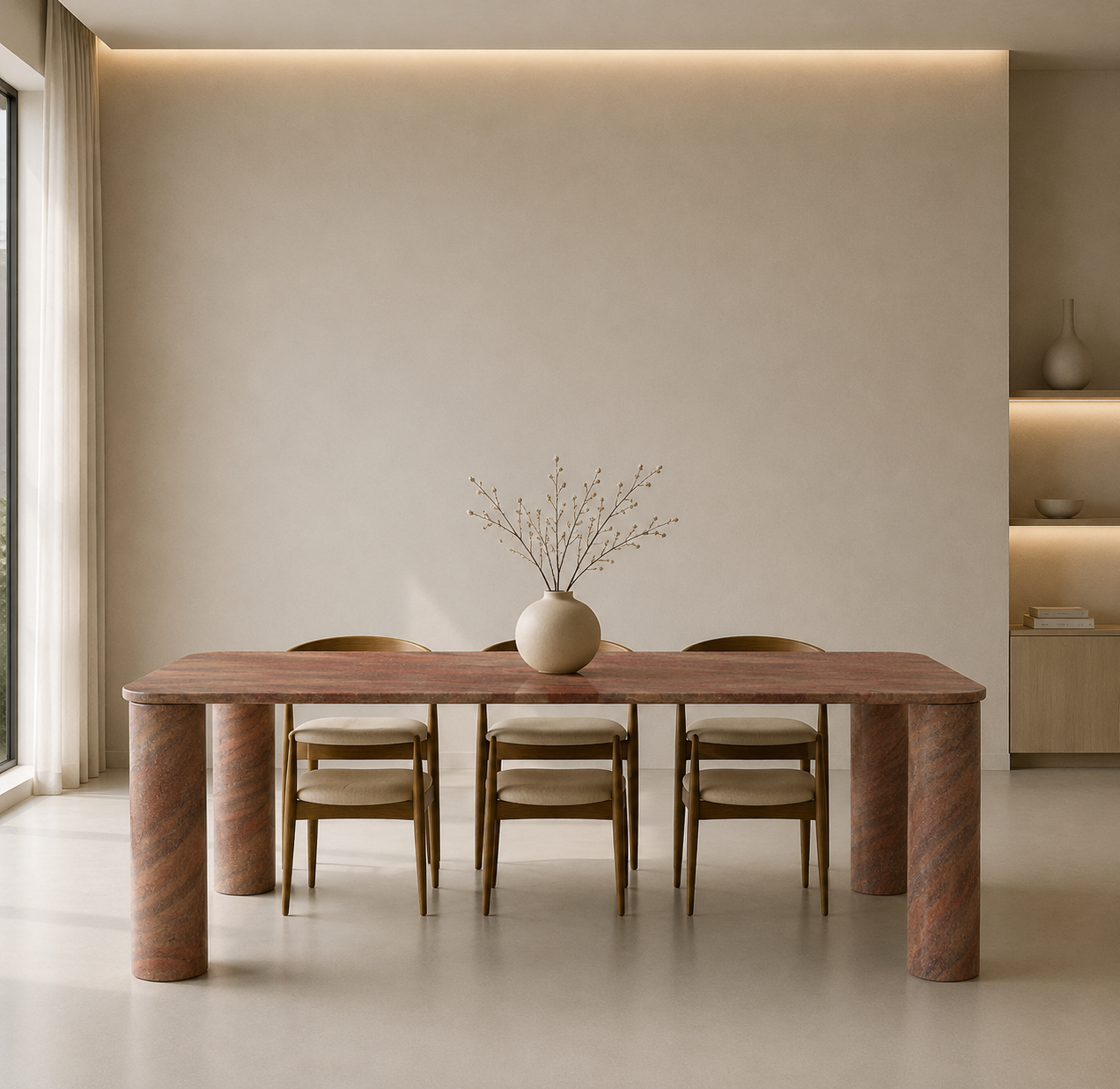Ivory Pillar Dining Table - Desert Crown