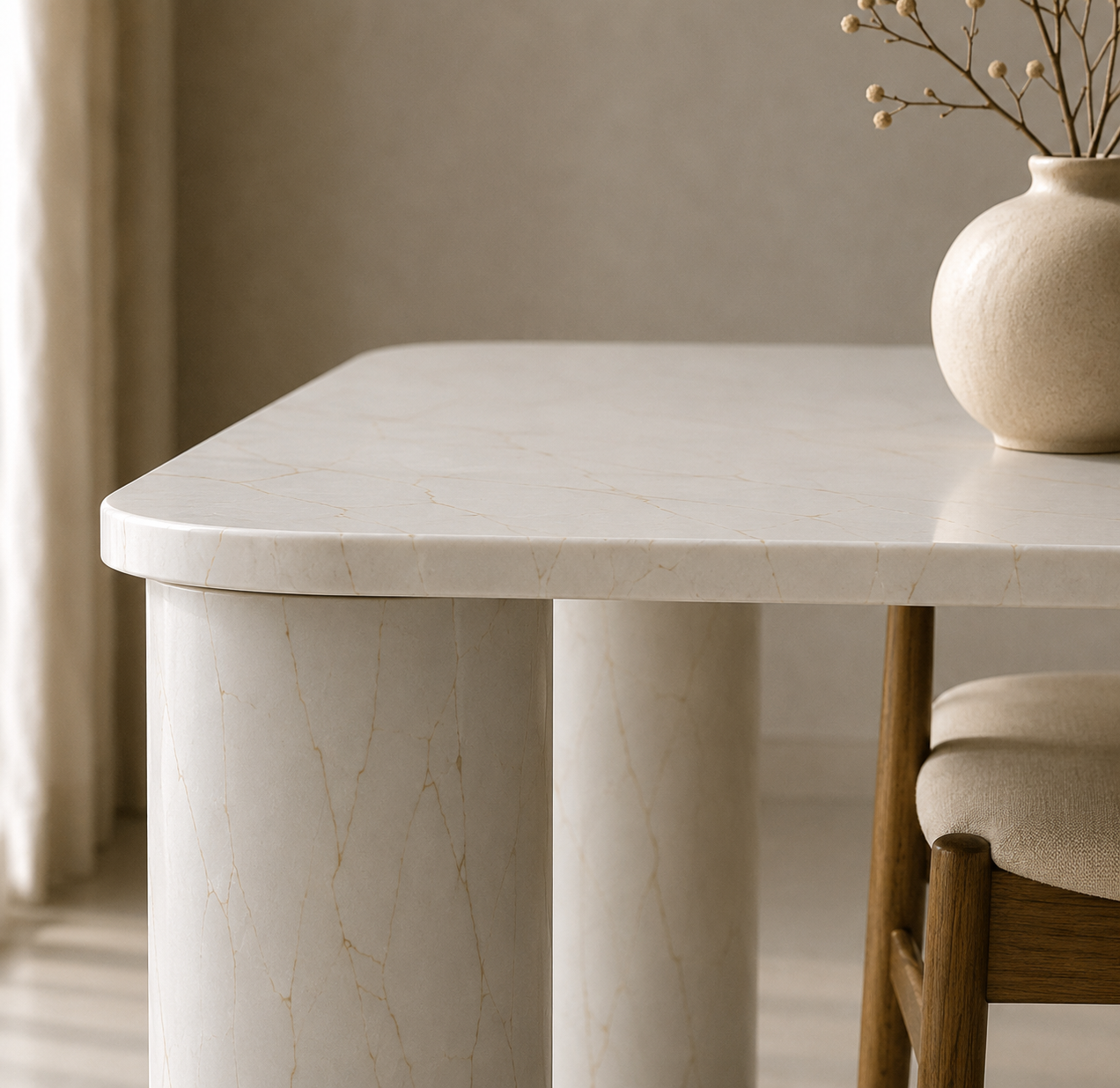 Ivory Pillar Dining Table - View 3