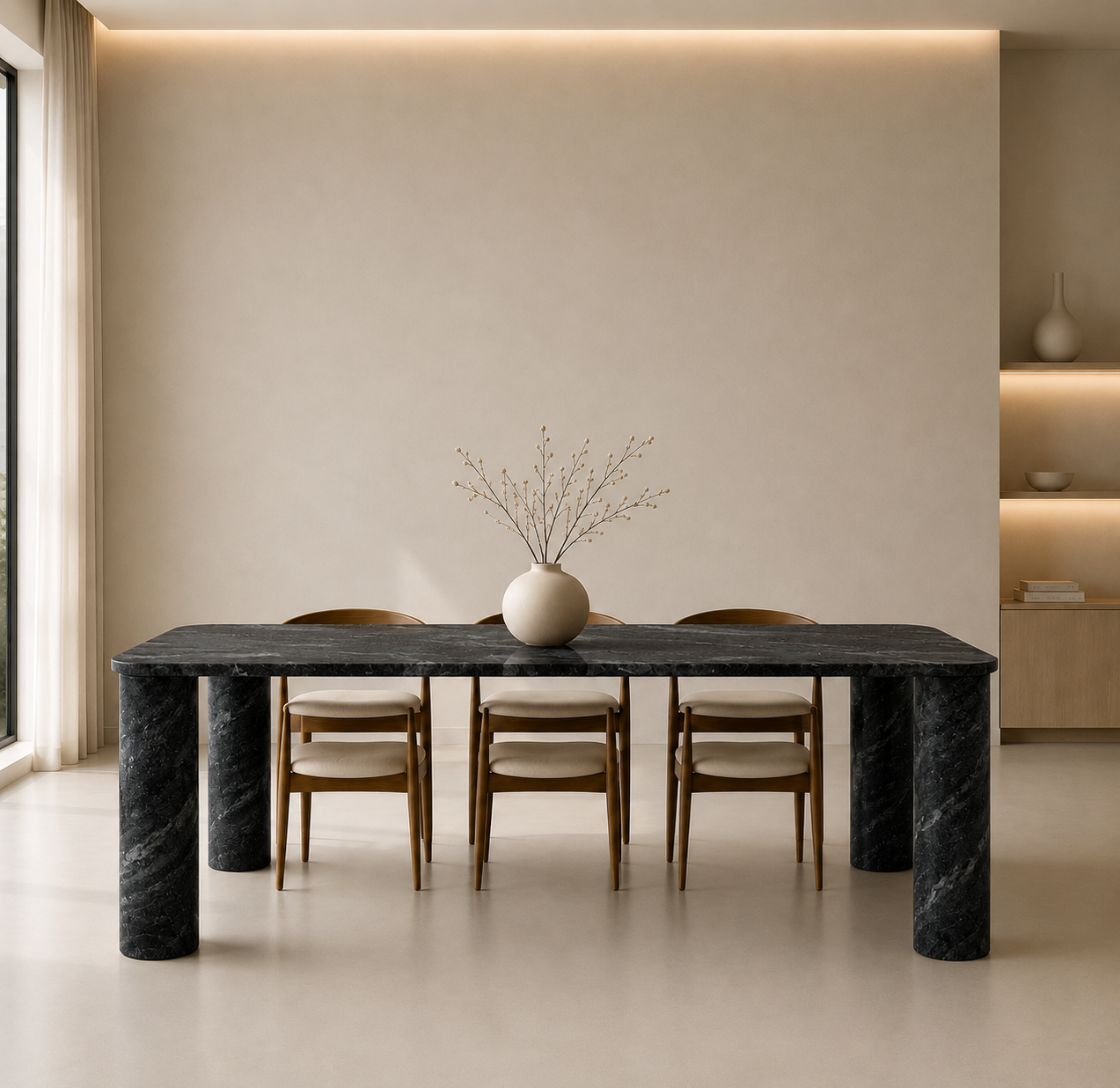Ivory Pillar Dining Table - View 1