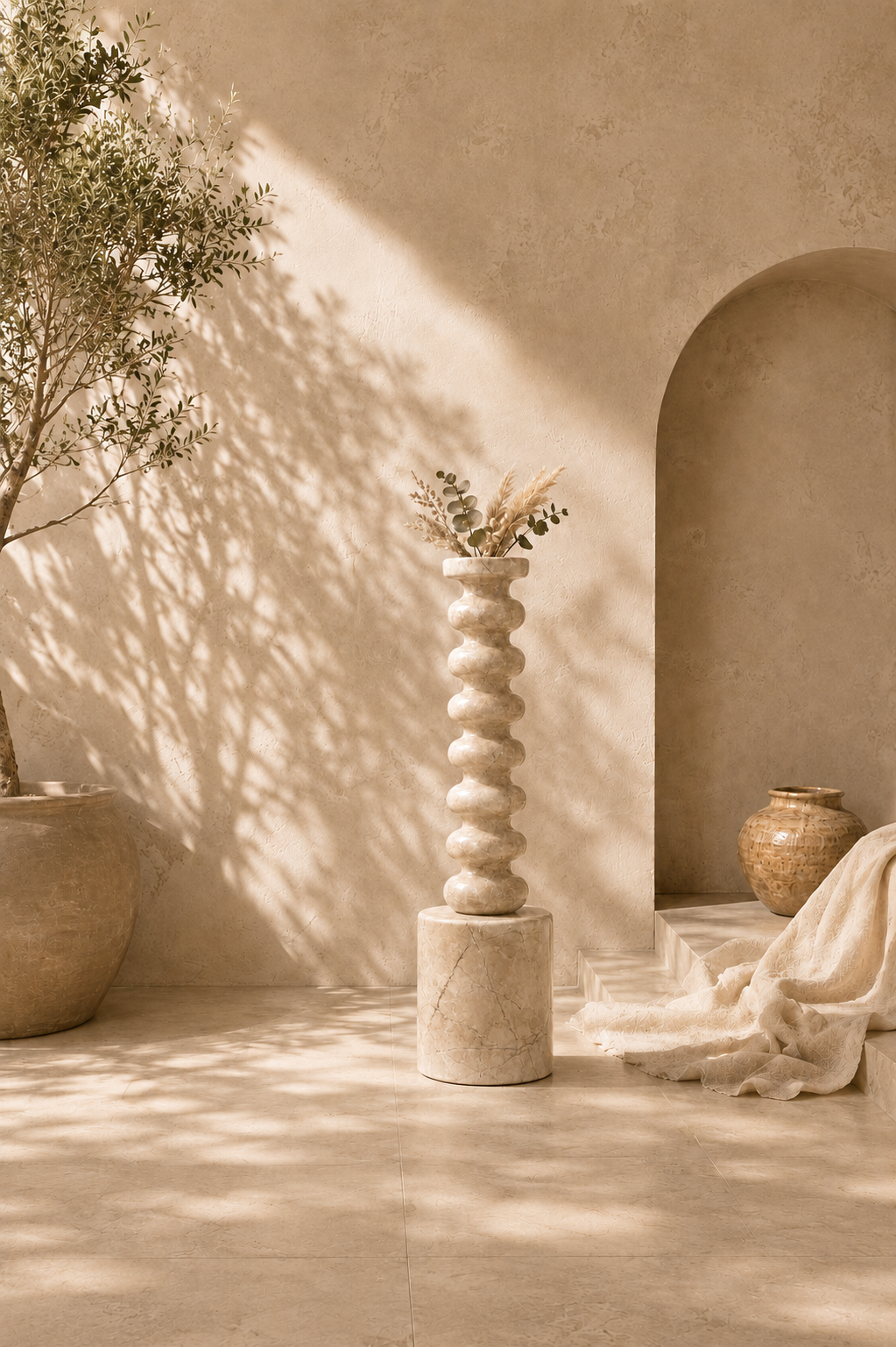 Elysian Orb Flow Vase - Beige Romano