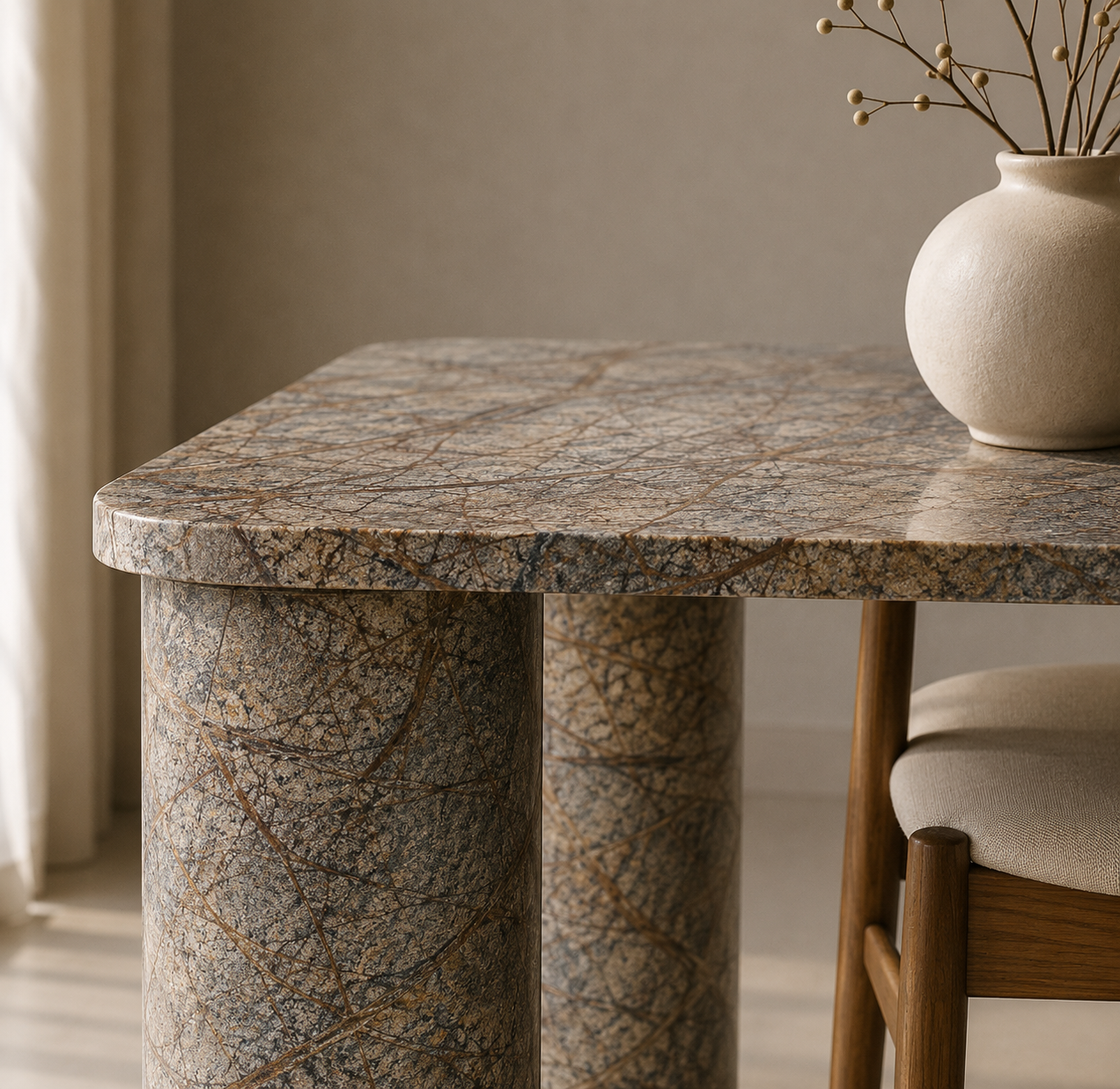 Ivory Pillar Dining Table - View 3