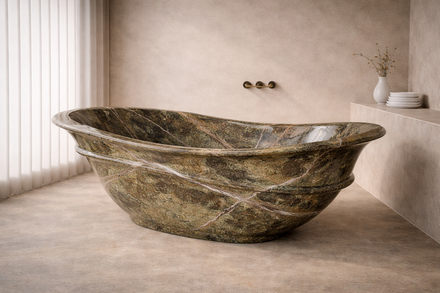 Terra Flame Stone Tub - Bidasaro green