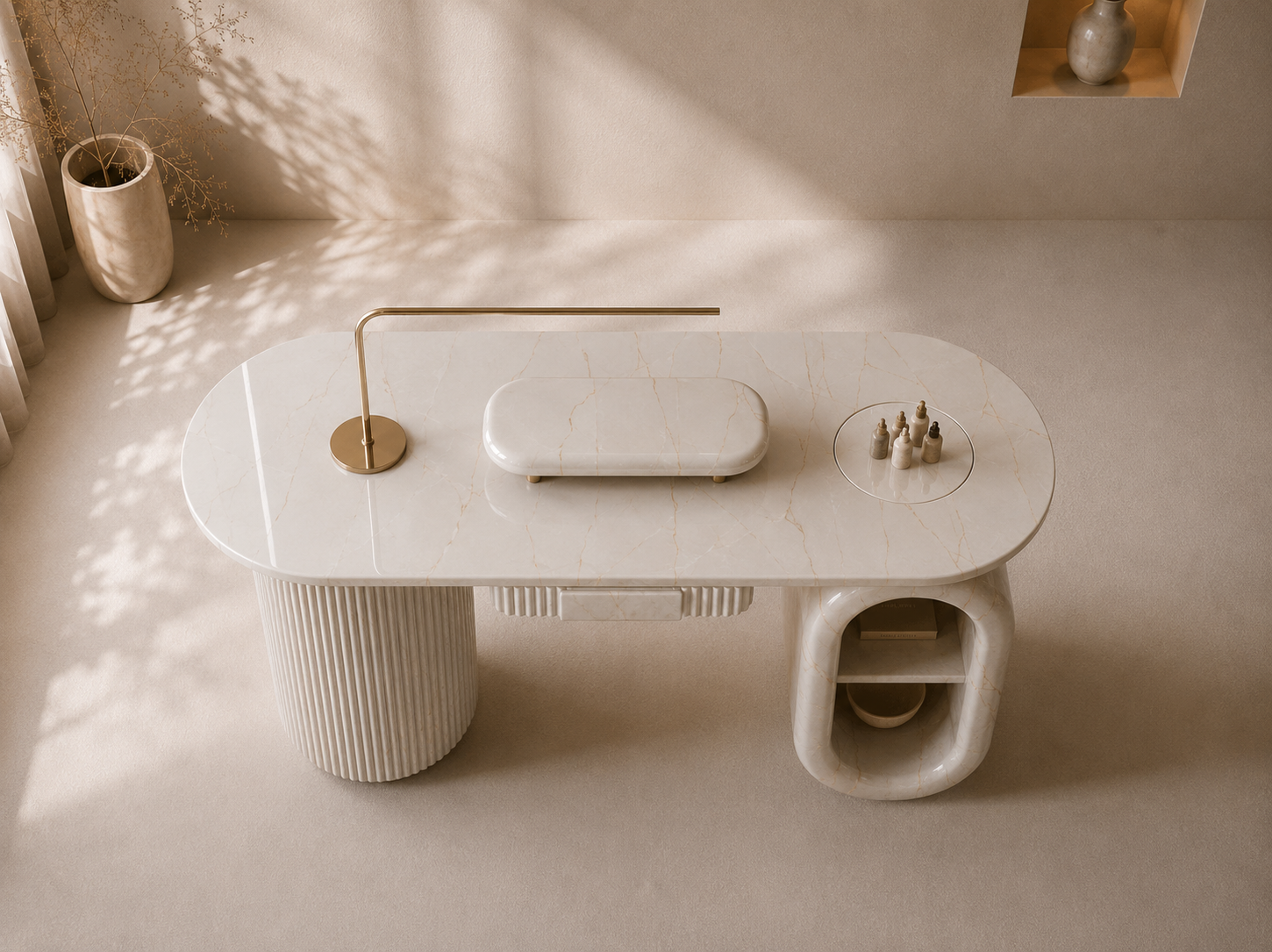 Aurelius Arch Desk - Botticino Oro
