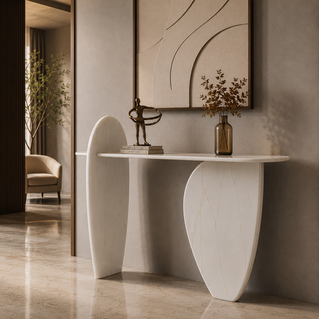 Obelisk Edge Console - Botticino Oro