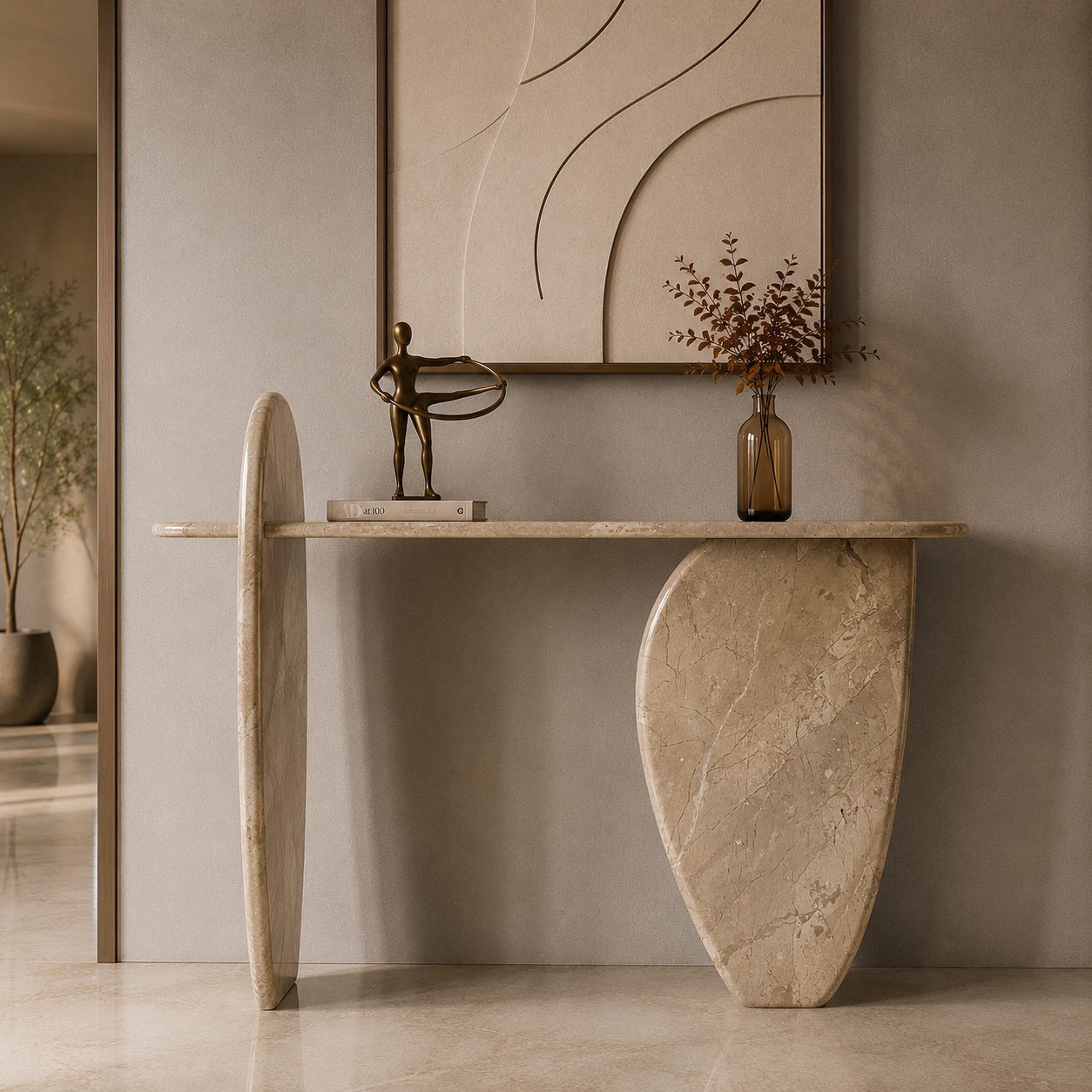 Obelisk Edge Console - Beige Romano