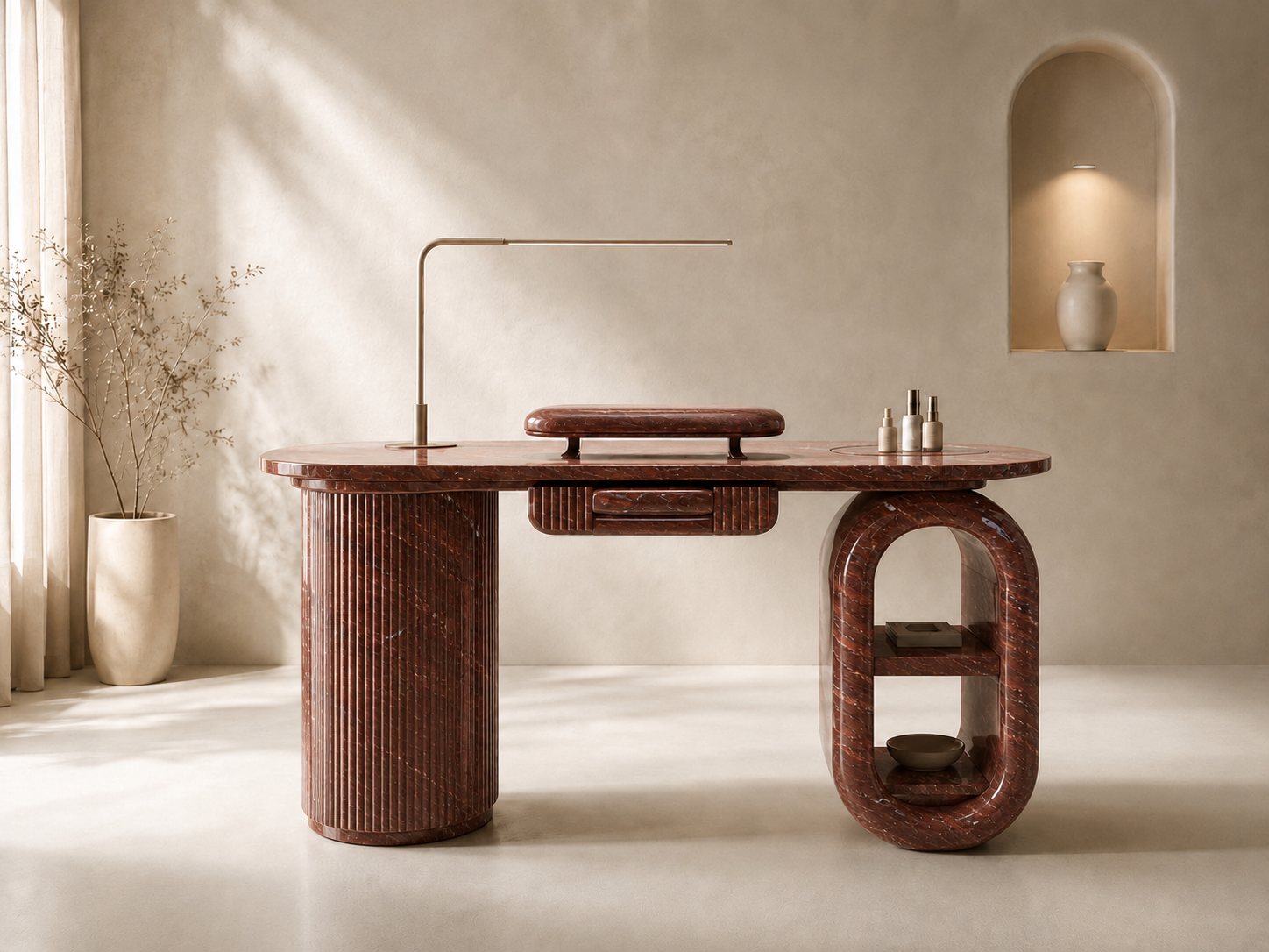 Aurelius Arch Desk - Draxion Red Stone