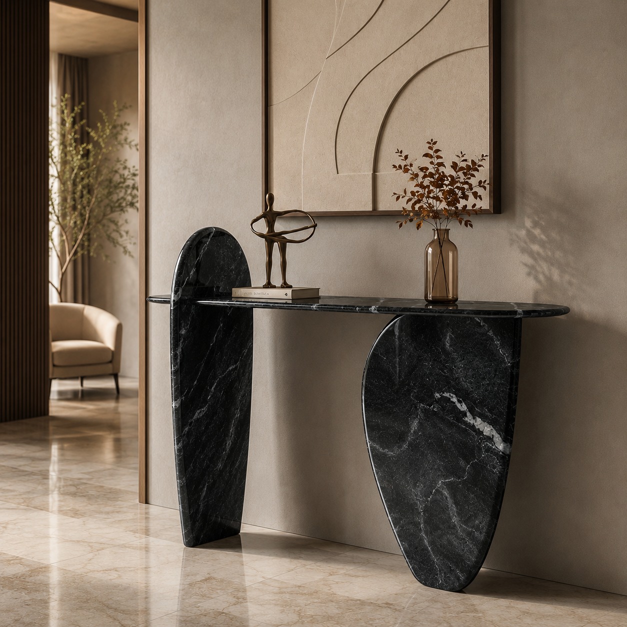 Obelisk Edge Console - Black valeriano