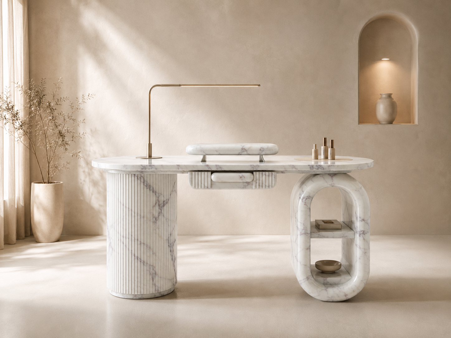 Aurelius Arch Desk - Glacier Silk