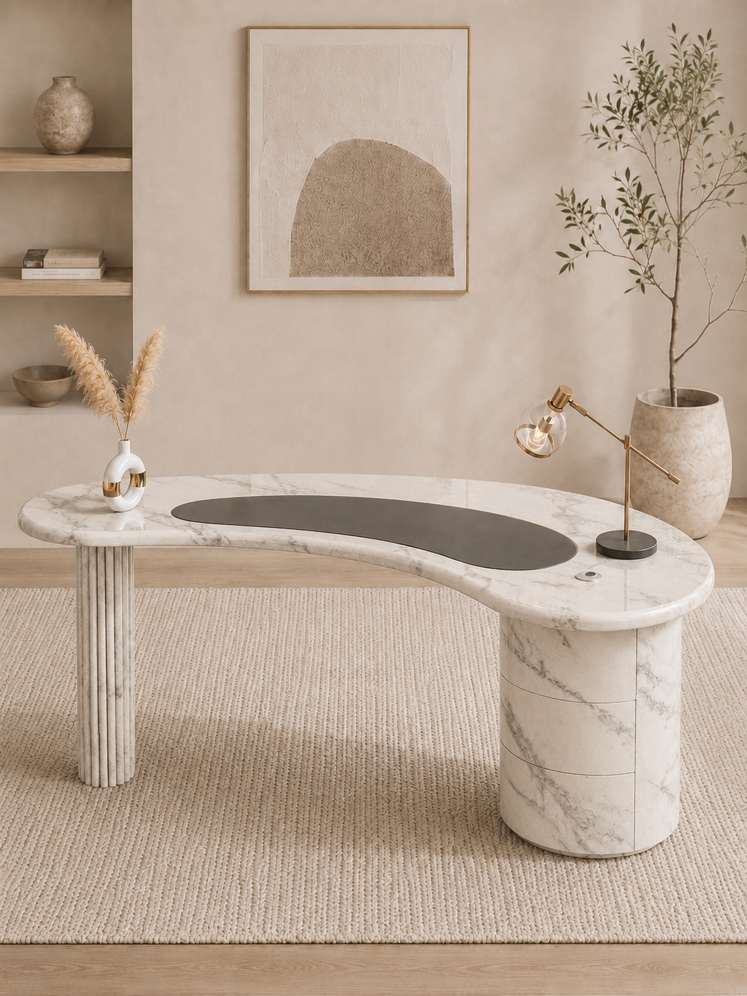Monolith Curve Desk - Glacier Silk