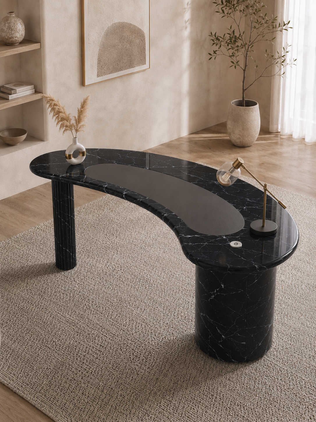 Monolith Curve Desk - Nero Imperia