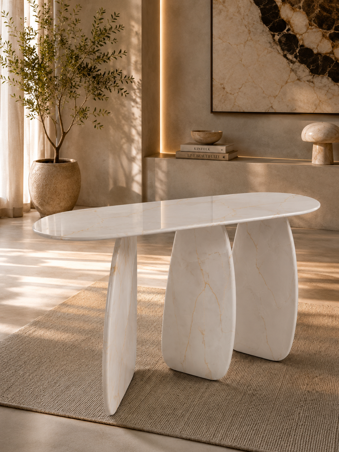 Monolith Trio Console - Botticino Oro