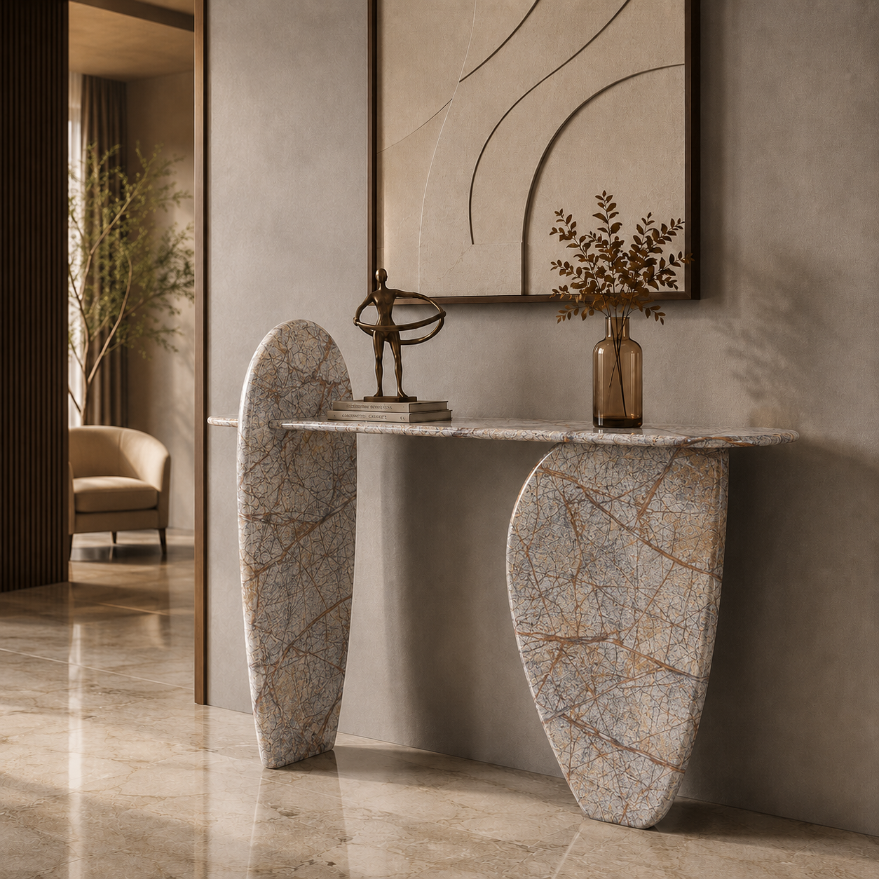Obelisk Edge Console - Beige brown Aurex