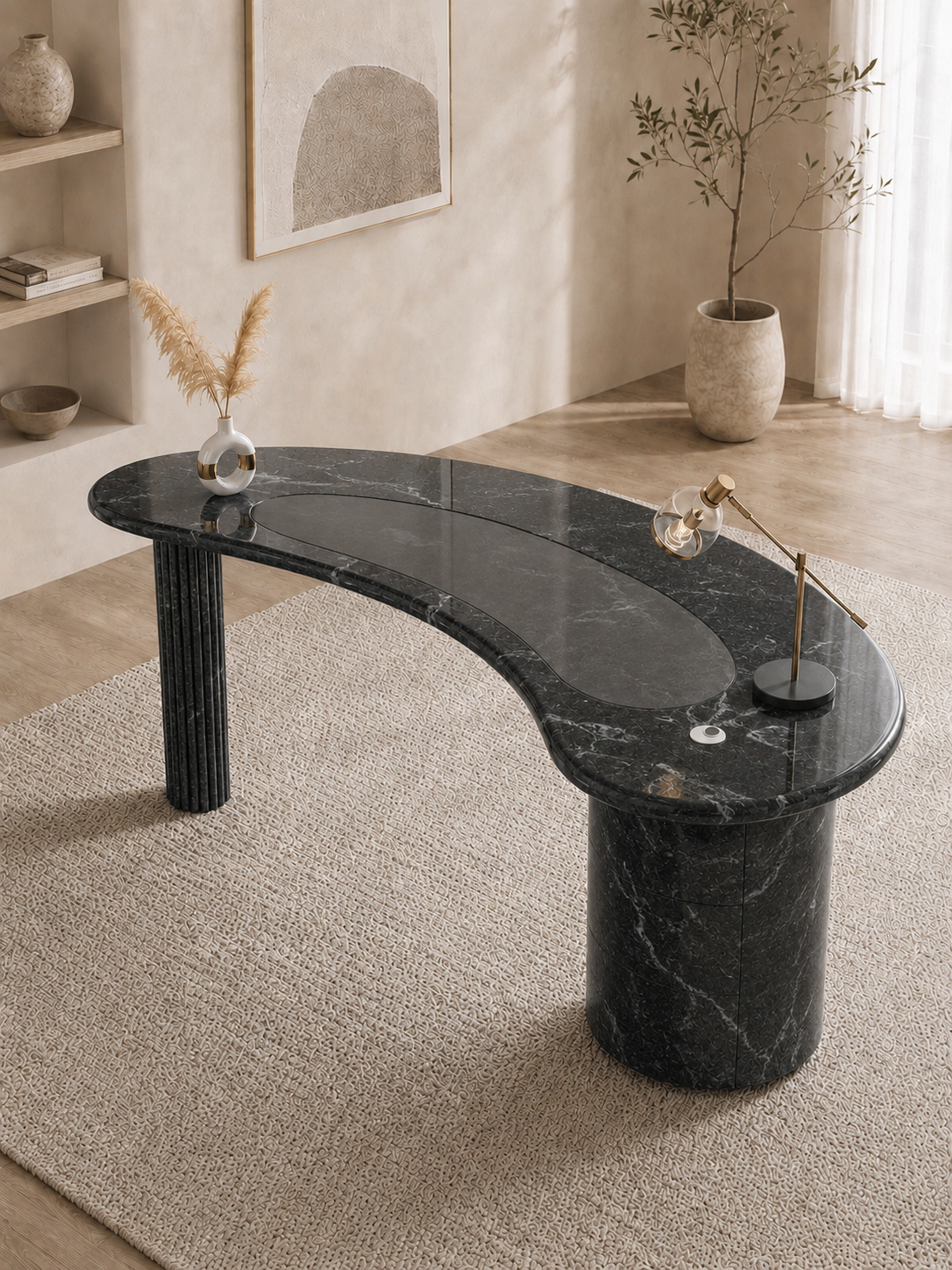 Monolith Curve Desk - Black valeriano