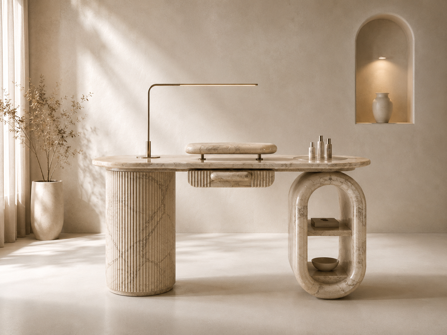 Aurelius Arch Desk - Beige Romano